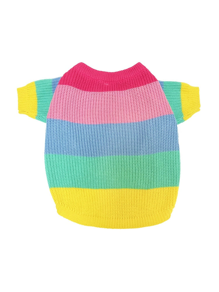 Knitted Rainbow Dog Sweater